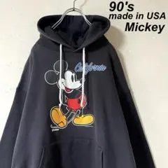 USA製 古着 90's ミッキー スウェット パーカー 黒 フェード