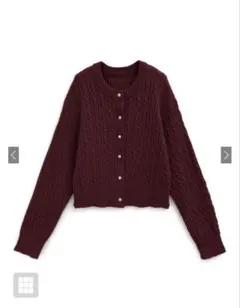 GRL ケーブルニットカーデ ボルドー F タグ付き lt81