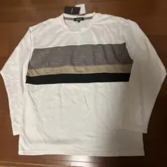 ホワイト ストライプ 長袖シャツ LL お値下げ