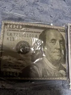 ドル札デザイン 二つ折り財布 チャック付き