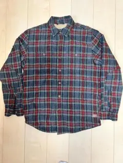 【L.L.Bean】ネルシャツ グレー レッド/ブルーチェック（中ボア）