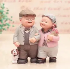 おじいちゃんとおばあちゃん犬腕組インテリア置物インテリア雑貨小物老夫婦204