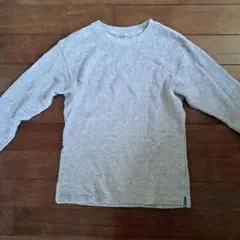 UNIQLO キッズ 長袖カットソー　ワッフルT 150 グレー