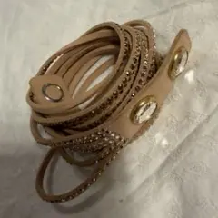 ストーン付きベージュラップブレスレット