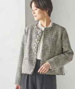 新品タグ付き シップス〈セレモニー対応可〉スラブツイードノーカラージャケット