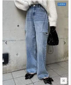 Re:EDIT サイドスリットワイドストレートコットンデニムパンツ　リエディ