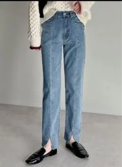 【Re:EDIT】デニム　センタープレススリット