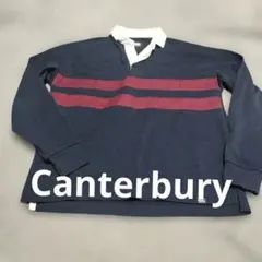 canterbury 長袖ポロシャツ M ネイビー/ワインレッド