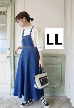 新品　terawear emu　てらさん　デニム　ジャンパースカート　LLサイズ