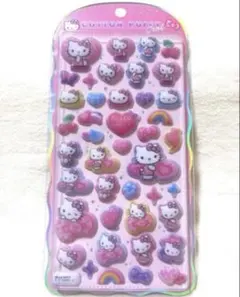 コットンパフィシール サンリオ キティ ヒョウ柄 ボンボンドロップシール