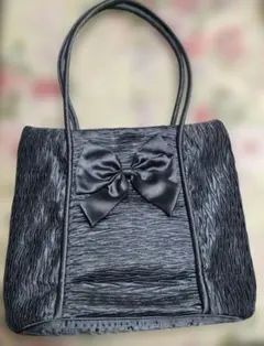 NaRaYaリボン付きグレー　ショルダー 　　 ハンドバッグ