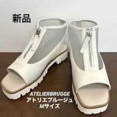 【値下げ】アトリエブルージュ　シアーブーティサンダル　ホワイト 厚底 ジッパー