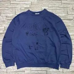 USA古着 ヴィンテージ スウェット イラストデザイン ハンドメイド風 一点もの
