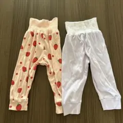 80cm パジャマ ズボン 2枚セット 腹巻付き いちご柄 西松屋 女の子