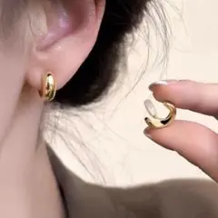 ぷっくり ミニ フープイヤリング ゴールド ノンホールピアス 韓国 高見え