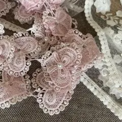G 3Dレース バラ クリーム】リボン 3センチ ハンドメイド 資材♡DIY