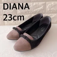 DIANA パンプス 23cm ベージュ　ブラック　リボン　ウェルフィット
