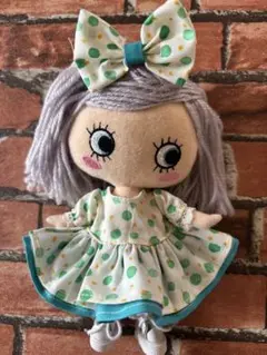 水玉模様のドール服とリボンセット