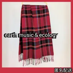 earth music＆ecology マフラー 赤 チェック柄