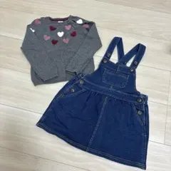 ハートニット&デニムワンピースセット