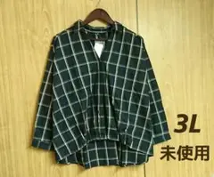 未使用　3L　シャツ　ブラウス　スキッパー　ビエラ素材　大きいサイズ