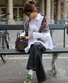 完売品【Gypsohila】ペイズリーニットストール　ブラウン