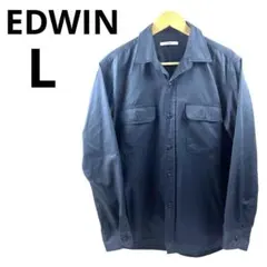 エドウィン EDWIN ワークシャツ 無地 長袖 Lサイズ