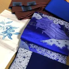 ￼ヴィンテージ￼ 正絹名古屋帯　青系5本アソート￼のサムネイル