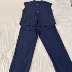 ネイビー コットンセットアップ パンツ