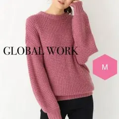 GLOBAL WORK / エアリーワッフルニット ピンク
