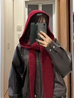 ソフィーフード　ソフィースカーフ　バラクラバ　フード付きマフラー　 ハンドメイド