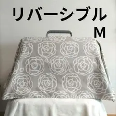 【Ｍ】犬用猫用クレートカバーリバーシブル北欧風カメリア柄✕黒地に白ドット
