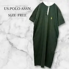 ユーエスポロアッスン カットソーワンピース 半袖 ビックシルエット ロゴ刺繍入り