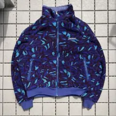 90s リーボック ナイロンジャケット M 緑 フルジョ レトロ 短丈 総柄 