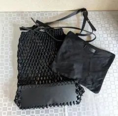 ZARA ブラックショルダーバッグ メッシュデザイン