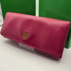 プラダ 長財布 メタルロゴ サフィアーノ フラップ ピンクのサムネイル