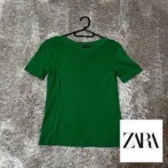 【ZARA】【ザラ】レディース 無地 Tシャツ 半袖 グリーン 緑 美品⭐︎