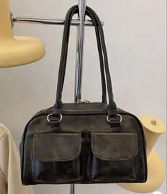 SHEIN ミニマリスト レトロ ジップ付きショルダーバッグ ブラック