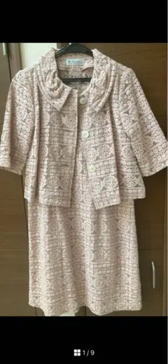 一回着用⭐︎ワンピースボレロ　レース　結婚式　セレモニー　スモークピンク　日本製