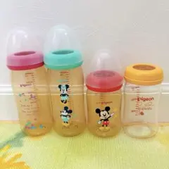 ピジョン 母乳実感 哺乳瓶 4本セット まとめ売り ディズニー柄 ガラス製