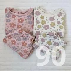 パジャマ セット 90cm 女の子 秋冬 長袖 花柄 双子