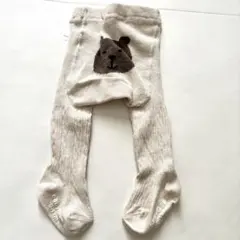 【新品未使用】アイボリー クマデザイン ベビータイツ