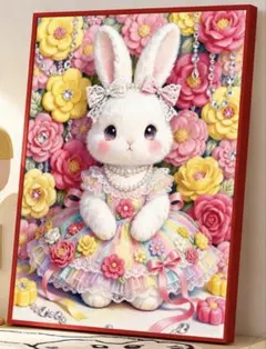 クロスステッチキット（花ウサギ）