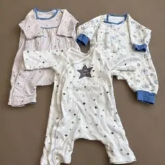 コンビミニ　ロンパース　3着セット　50-60 冬　パジャマ　マジックテープ