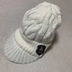 wilson ホワイト ケーブル編みニットキャップ