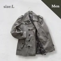メンズトレンチコート　ショートコート　美品　アウター　グレー　スタイリッシュ