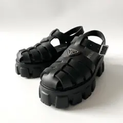 極美品◇PRADA プラダモノリスナッパレザーサンダル 36 - メルカリ