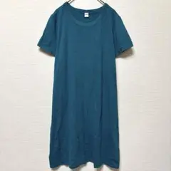 OLD NAVY【L】青緑 半袖カットソー ワンピース 無地 シンプル ゆったり