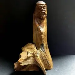 木彫一刀彫 達磨大師 在銘 彫刻 置物 侘び寂び - メルカリ