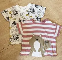 ミッキーマウスと動物デザインTシャツセット